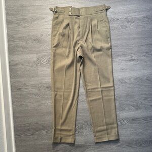 Men's Tan Pleated Pants